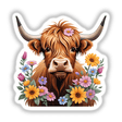 Highland Cow Portrait Floral Accents PA59