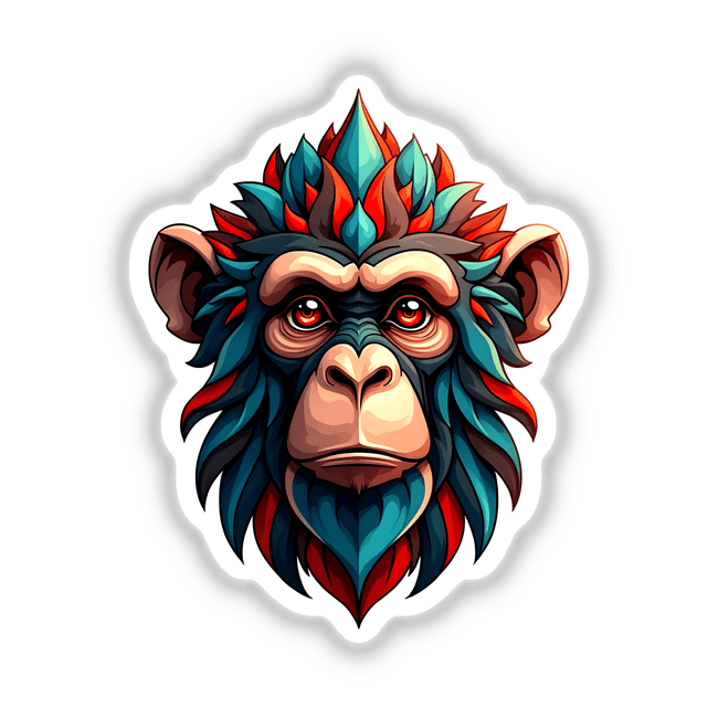 A Cool Monkey King cartoon illustration featuring a red-eyed monkey face, available as a sticker or digital artwork from Decal Venue.