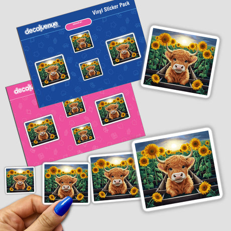 Highland Cow Sunflower Garden