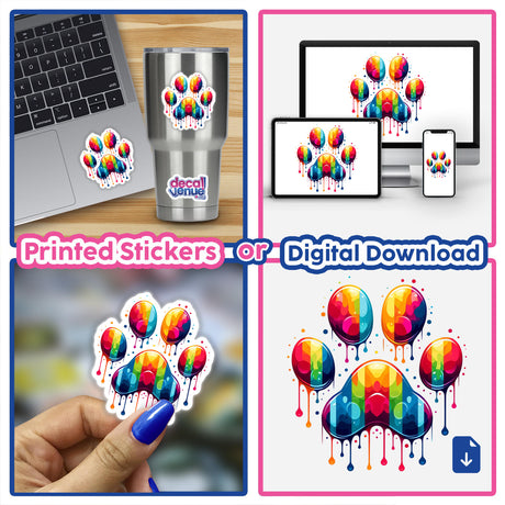 Rainbow Dog Paw Print Dripping Pride