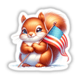 Squirrel Holding American Flag