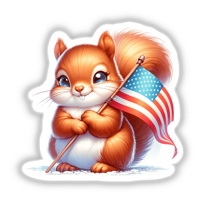 Squirrel Holding American Flag