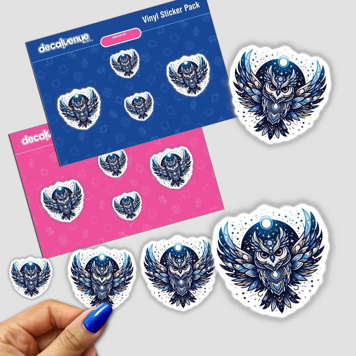Blue celestial owl digital artwork stickers