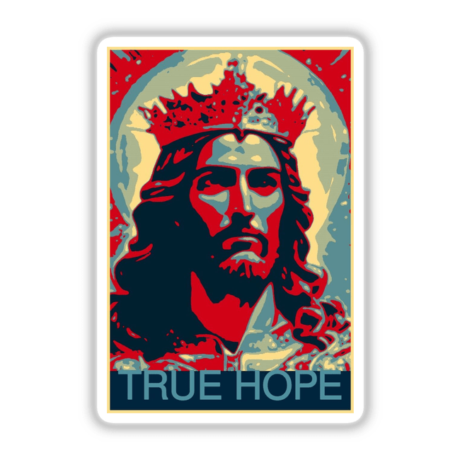 TRUE HOPE Christian Clipart – Jesus Christ with Crown of Thorns depicted as a man with long hair wearing a crown; available as stickers or digital artwork for commercial use.
