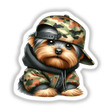 Yorkie in Camo Print Outfit I