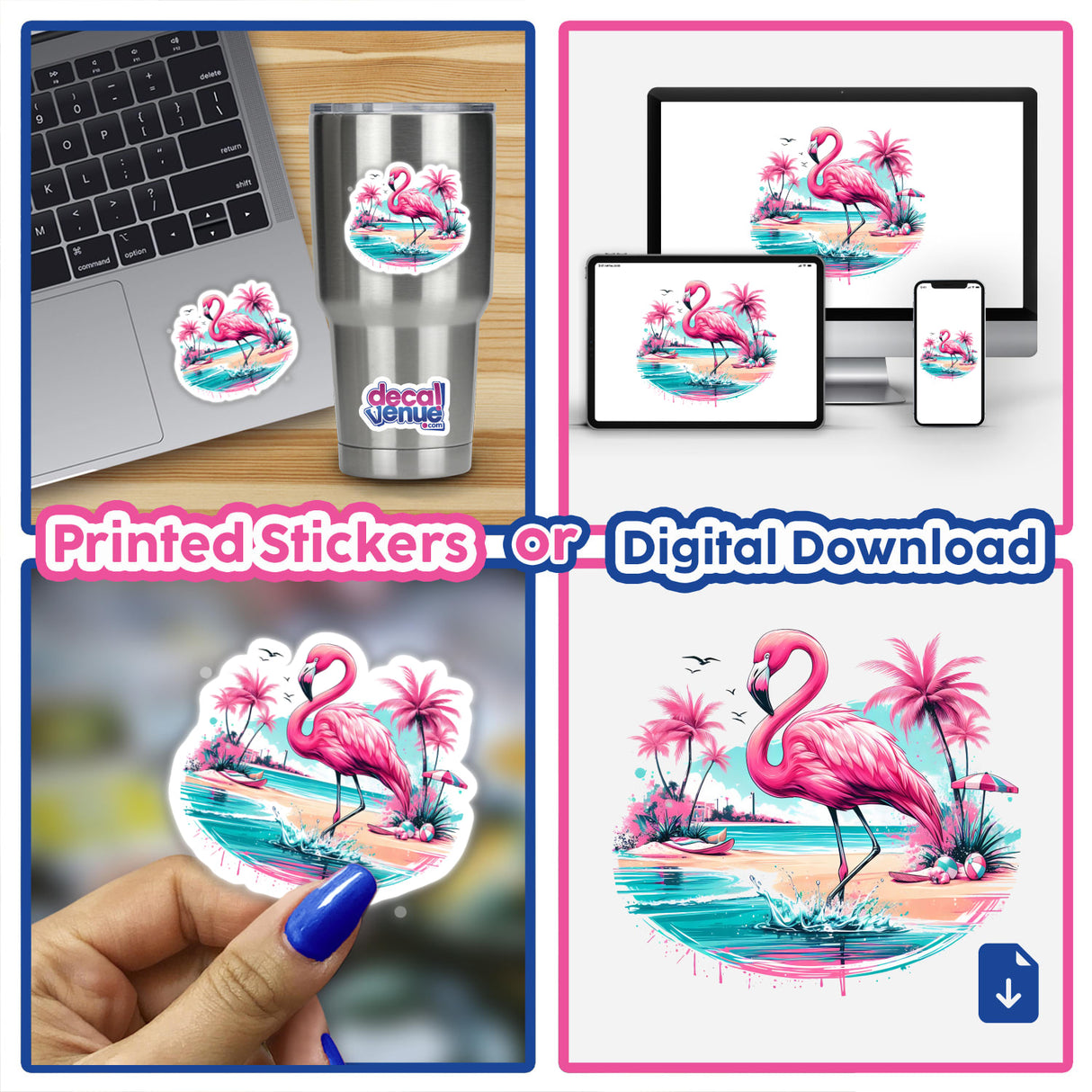 Flamingo Bird Beach Scene