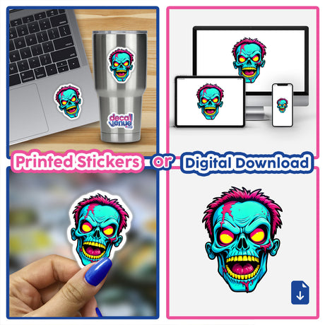 A Cool Neon Punk Zombie Skull