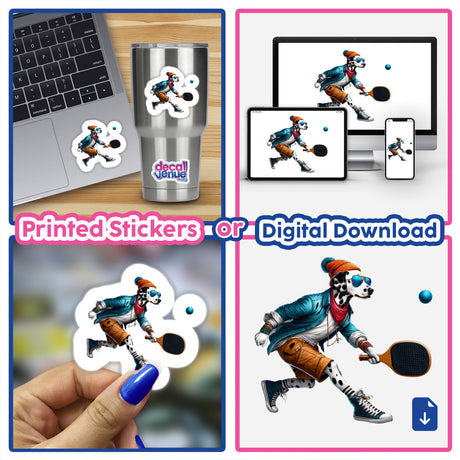 Trendy Dalmatian Dog Playing Pickleball