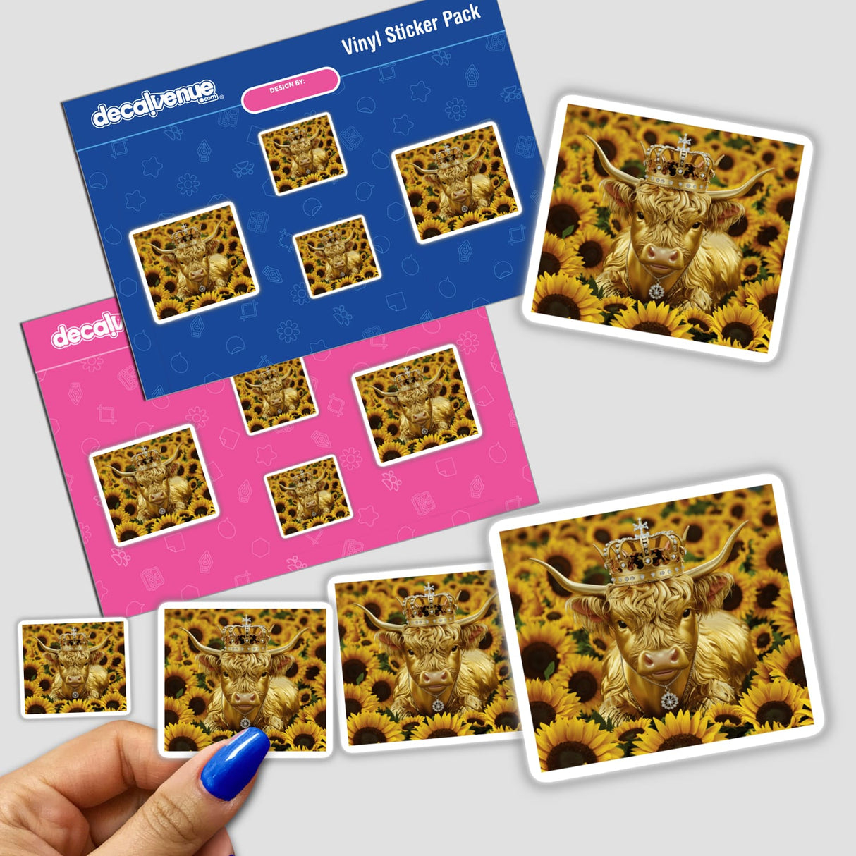 Golden Highland Cow Crown Sunflowers