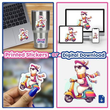 Stylish Llama Riding a Scooter