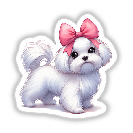 Cute Maltese Dog w/ Large Pink Bow