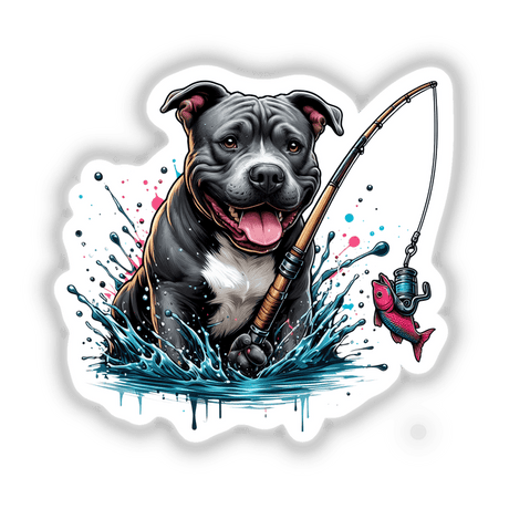 Happy Fisherman Pitbull Dog