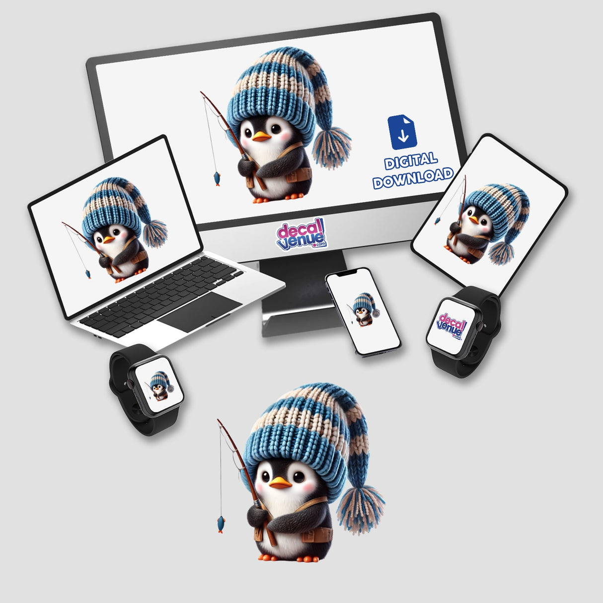 Penguin Gnome with Fishing Pole