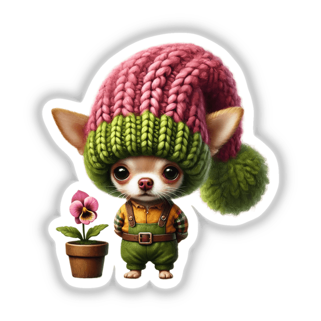 Chihuahua Gnome with Flower Pot
