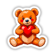 Cute Valentine's Day Teddy Bear cartoon holding a heart, available as stickers or digital artwork from Decal Venue. Perfect for unique gifts or digital collections.