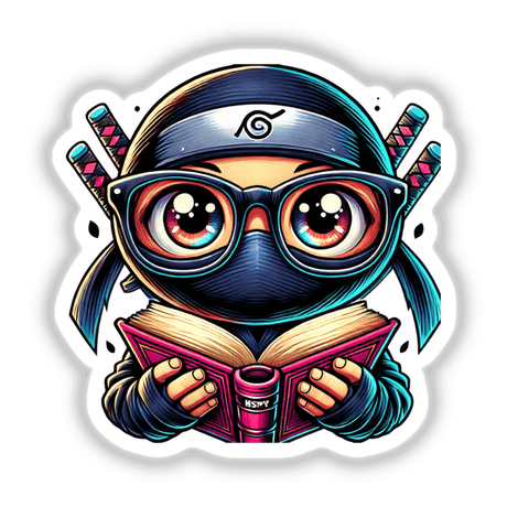 Ninja With Reading Glasses Open Book