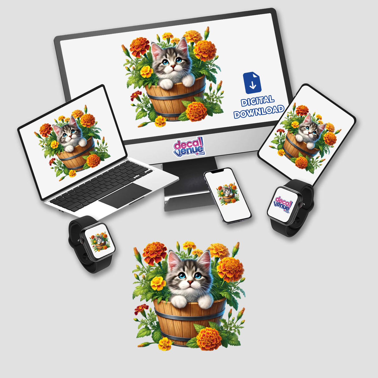 Kitten Peeking Out of Flower Pot