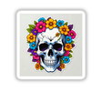 Pretty Skeletons: Artistic depiction of a skull adorned with flowers and leaves, available as unique stickers or digital artwork from Decal Venue.