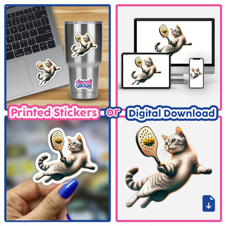 Cat Playing Pickleball Feline