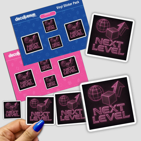 Next Level Y2K Etching Sticker or Clipart with Commercial Rights features motivational futuristic art, available as vinyl stickers or digital artwork, epitomizing Decal Venue's unique design ethos.