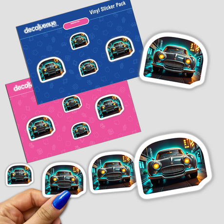 A sticker featuring A Classic Futuristic Car design, capturing a sleek automobile image, available as a sticker or digital artwork, from Decal Venue's unique collection.