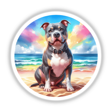 Colorful Beach Pitbull Dog