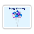 Bunch of colorful birthday balloons on a pale blue background
