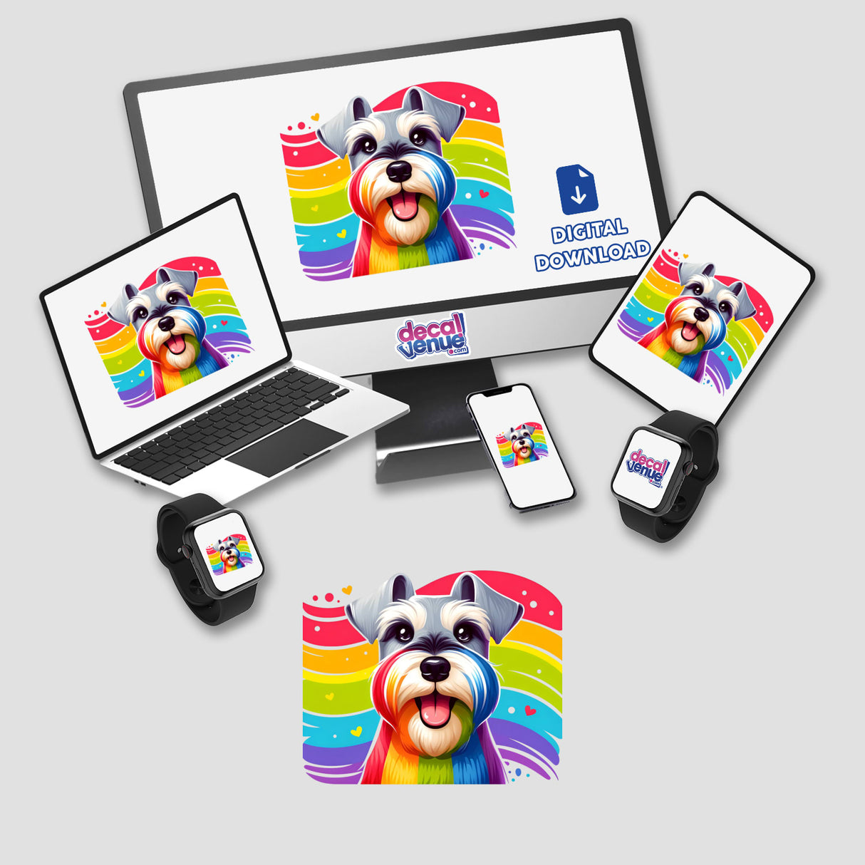 Rainbow Schnauzer Dog Pride