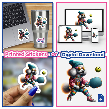 Hipster Poodle Dog Playing Pickleball