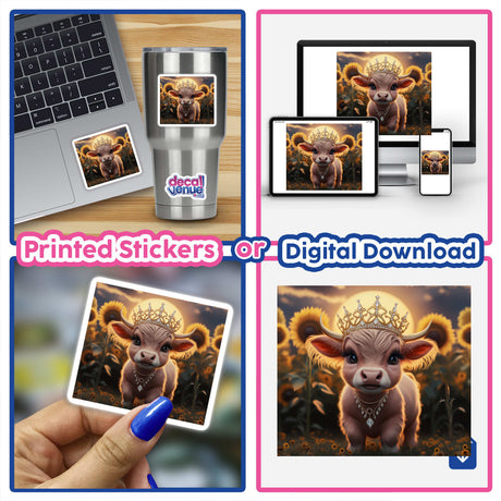 Baby Highland Cow Crown Sunflowers