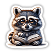 Raccoon With Reading Glasses Open Book