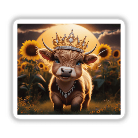Baby Highland Cow Crown Sunflowers