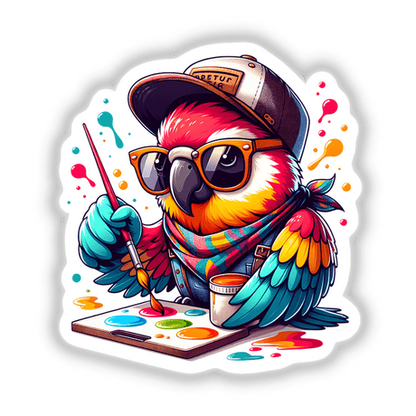 Hipster Parrot Painting a Masterpiece