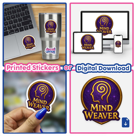 Mind Weaver – RPG-Style Skill Badge featuring an intricate crest design, available as stickers or digital artwork, reflecting Decal Venue's unique vinyl and digital art offerings.