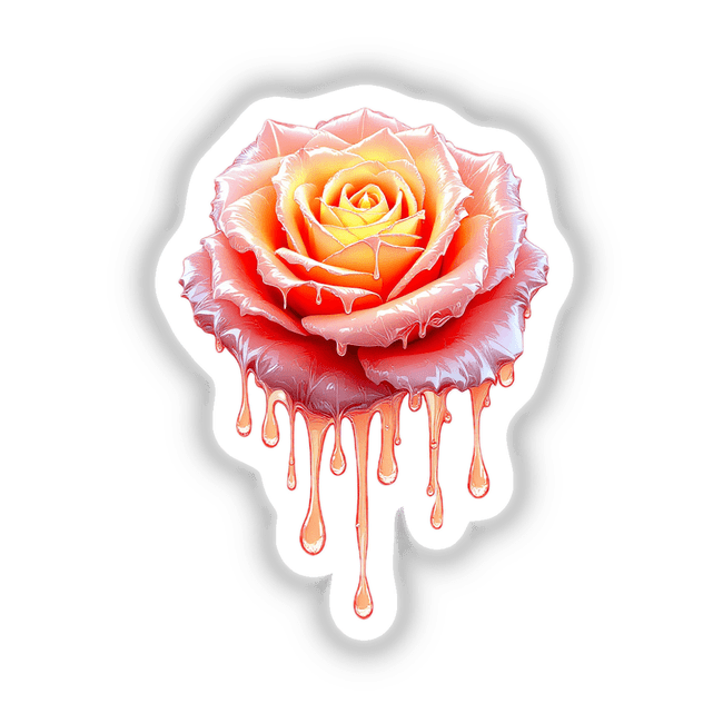 Rose Dripping Candle Wax: A rose intricately designed with dripping paint, available as a sticker or digital artwork, showcasing Decal Venue's unique artistic expression.