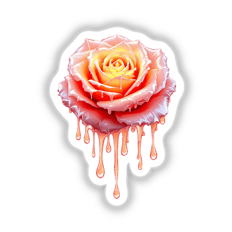 Rose Dripping Candle Wax: A rose intricately designed with dripping paint, available as a sticker or digital artwork, showcasing Decal Venue's unique artistic expression.