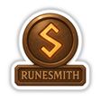 Runesmith – RPG-Style Skill Badge featuring a Bronze Rune Forgemaster Icon, available as stickers or digital artwork, ideal for fans of unique vinyl stickers and digital art.