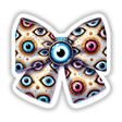 Vibrant evil eye pattern sticker with multicolored eyes on a butterfly-shaped digital artwork created by talented designers at Decal Venue.