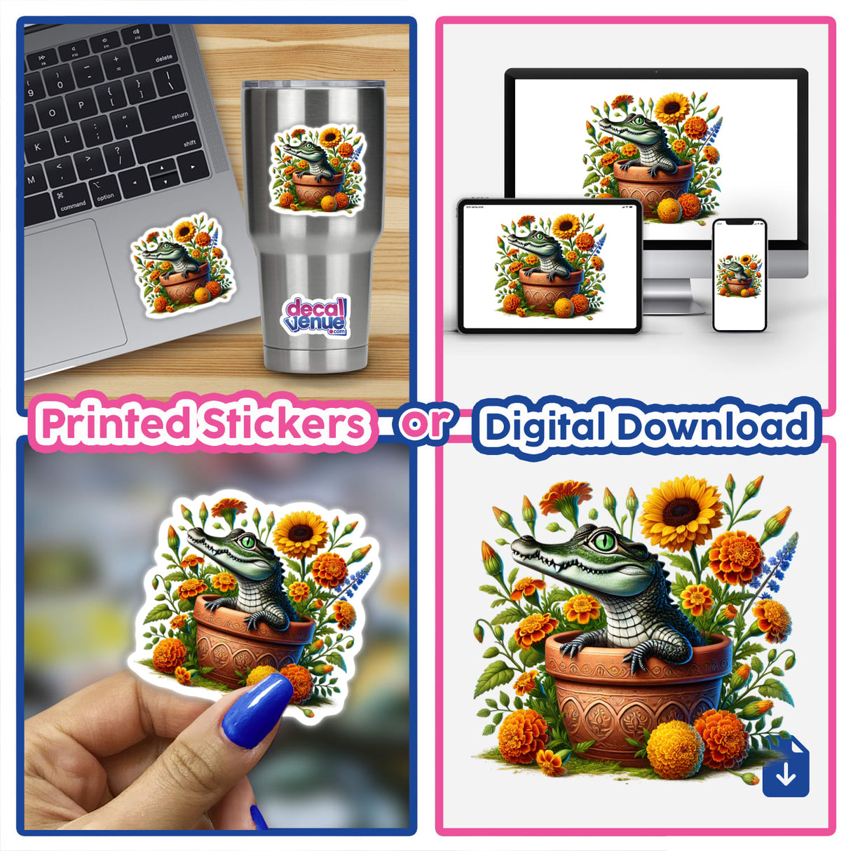 Crocodile Peeking Out of Flower Pot