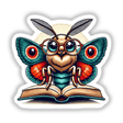 Moth in Reading Glasses with Book: A cartoon of a moth wearing glasses, engrossed in a book. Available as stickers or digital artwork.