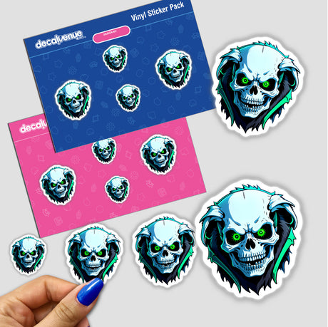 Stickers featuring A Hybrid Human Dog Skull design, showcasing various skull graphics, perfectly capturing Decal Venue's unique vinyl sticker artistry. Available as stickers or digital artwork.