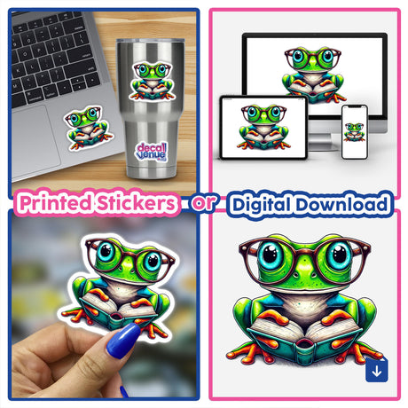 Frog With Reading Glasses Open Book
