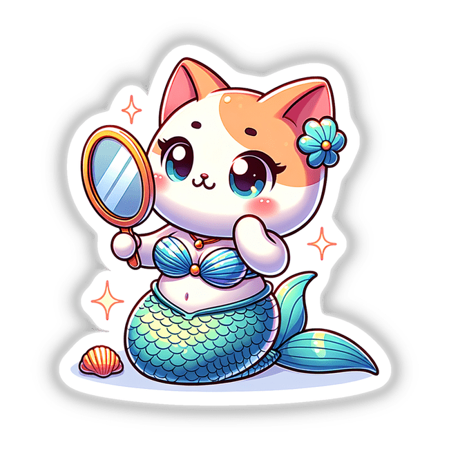 Mermaid Cat Wearing Seashell Bra