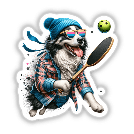 Trendy Border Collie Dog Playing Pickleball