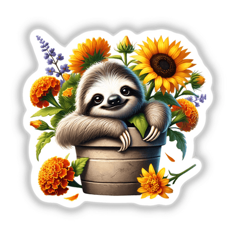 Sloth Peeking Out of Flower Pot