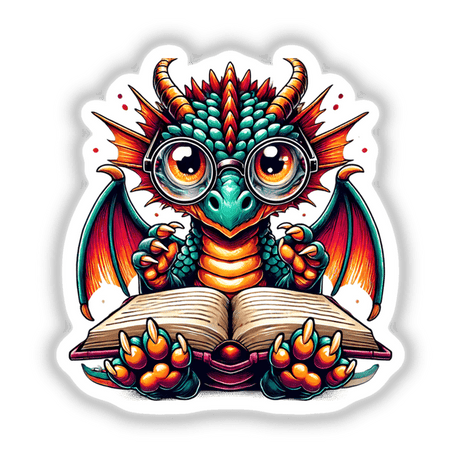 Dragon With Reading Glasses Open Book