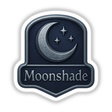 Moonshade – RPG-Style Skill Badge features a detailed silver and indigo night emblem, available as stickers or digital artwork, showcasing intricate design elements typical of Decal Venue's unique offerings.