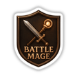 Battle Mage – RPG-Style Skill Badge featuring a bronze and silver hybrid crest design, available as stickers or digital artwork, perfect for adding a unique touch to your collection.