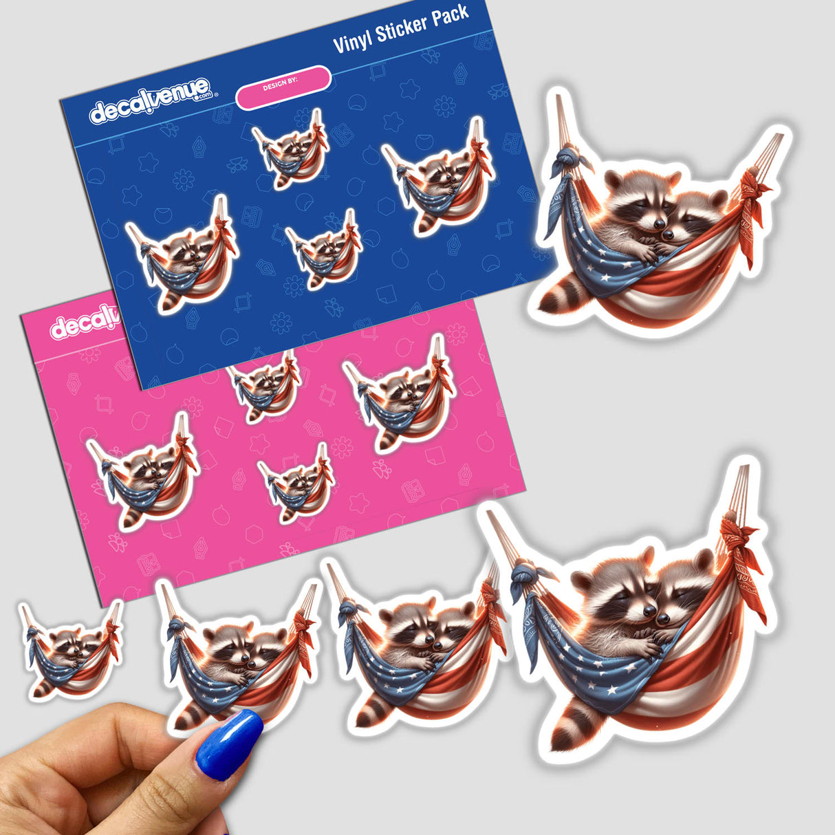 Raccoons In American Flag Bandana Hammock