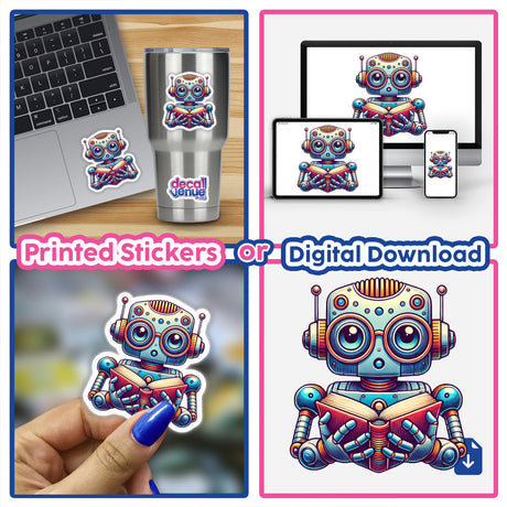 Robot in Reading Glasses Open Book